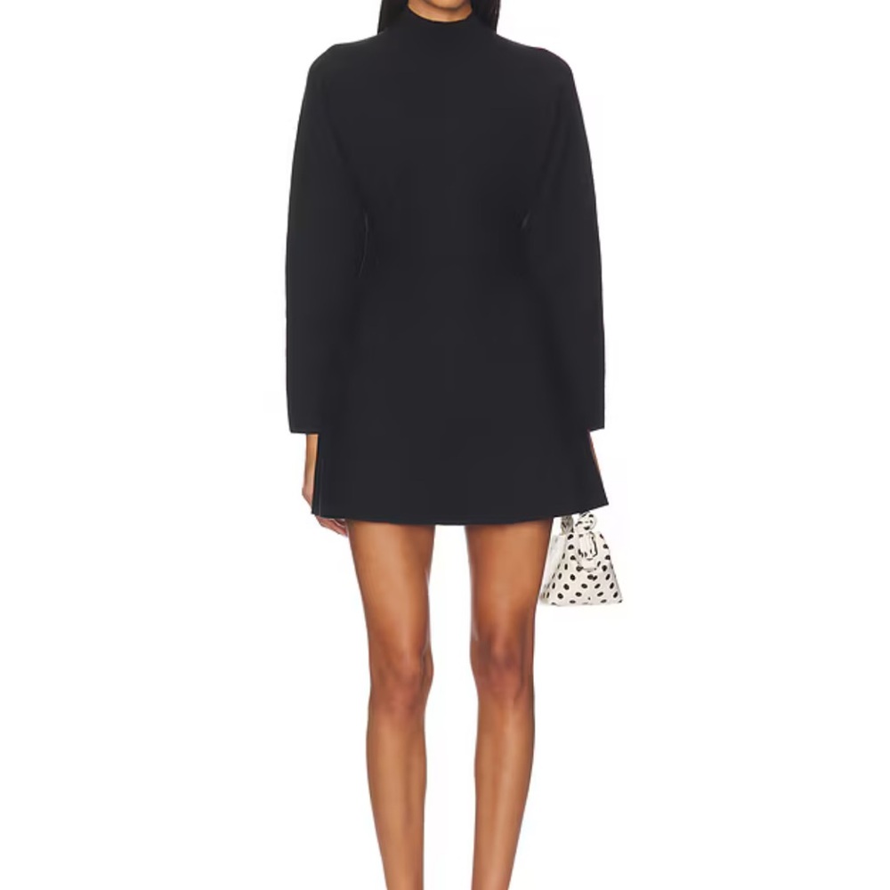 Anzu Peplum Sweater Mini Dress in Black